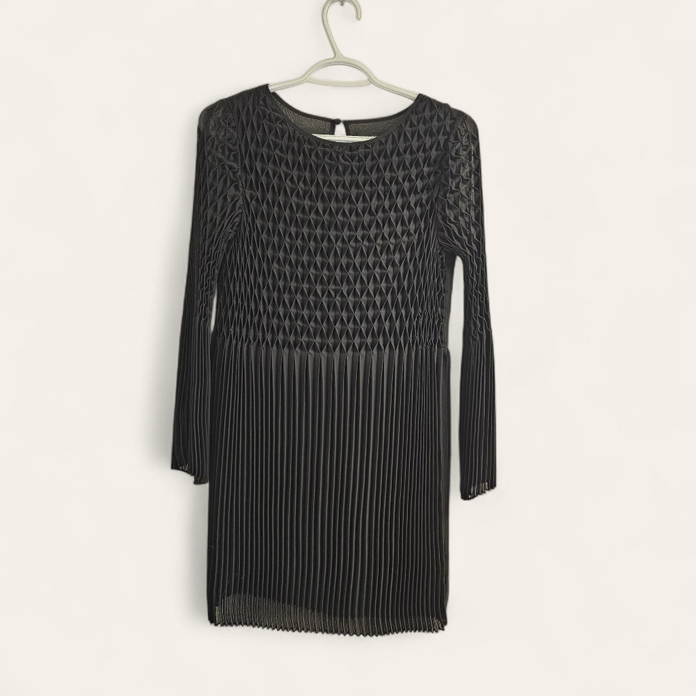 Marciano Black Textured Long Sleeve Dress
